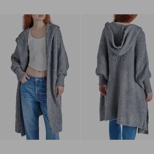 Steve Madden Delsey Open Front Sweater Womens Small Gray Hooded